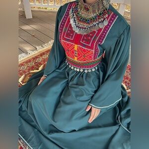 Midnight Green Afghan Dress